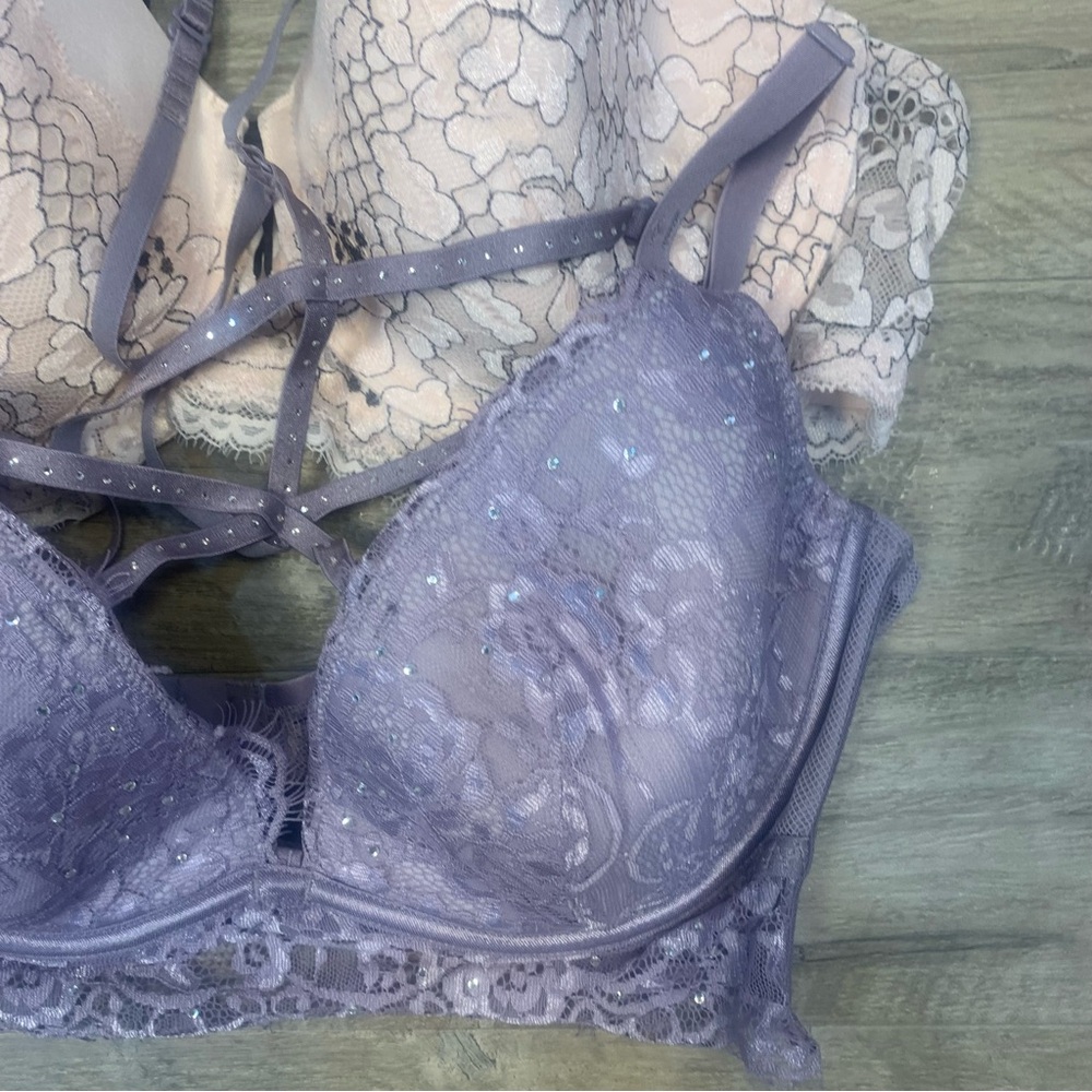 La Senza Adore Me Bundle 2 Bras Underwired Lace So Free Rhinestone Halter - Picture 7 of 12